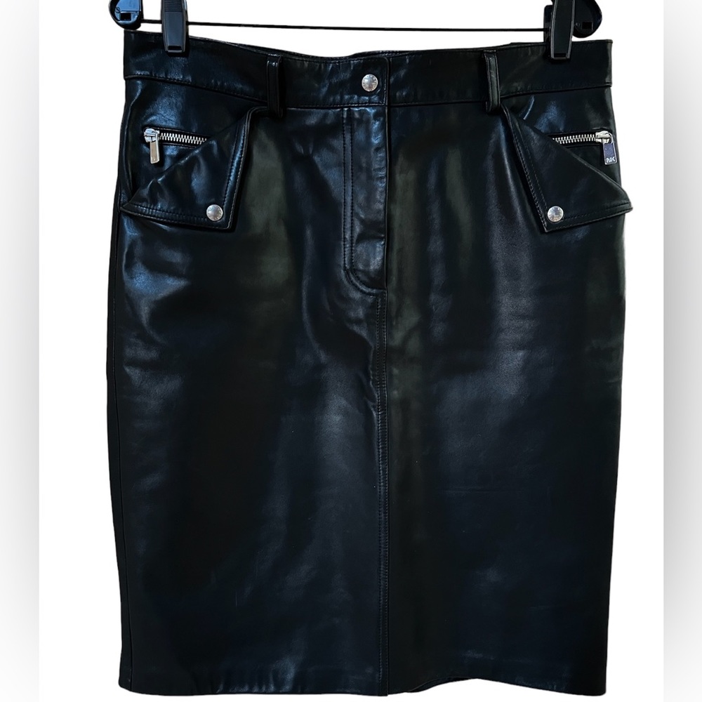 Michael Kors Leather Moto Skirt